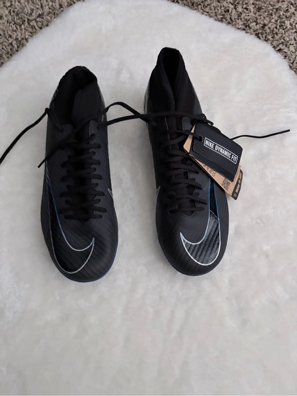 Nike Men’s Black Soccer Cleats with Blue Accents